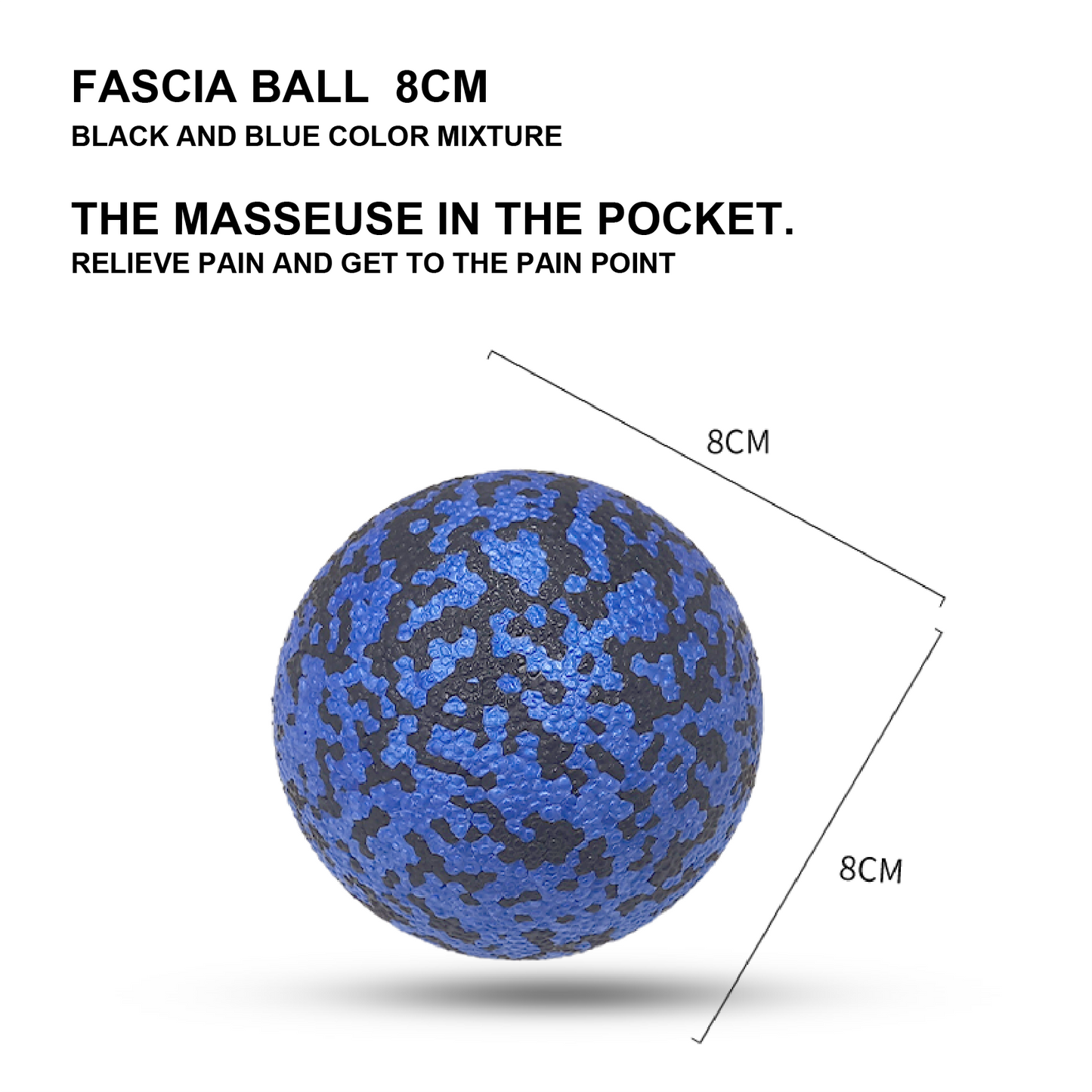 8cm fascia ball with black and blue color mixture on a white background